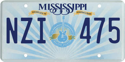 MS license plate NZI475