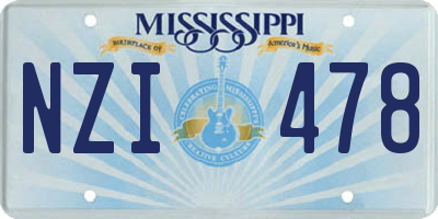 MS license plate NZI478