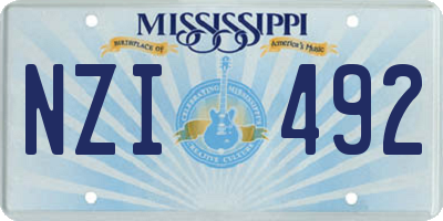 MS license plate NZI492