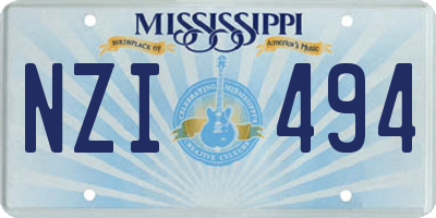MS license plate NZI494