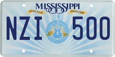 MS license plate NZI500