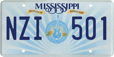 MS license plate NZI501