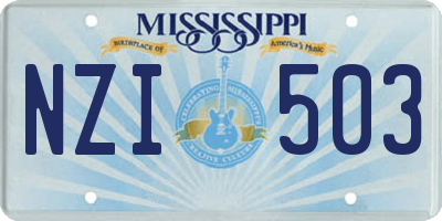 MS license plate NZI503