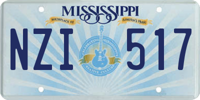 MS license plate NZI517