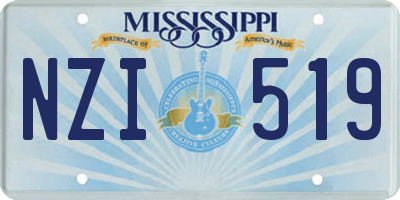 MS license plate NZI519