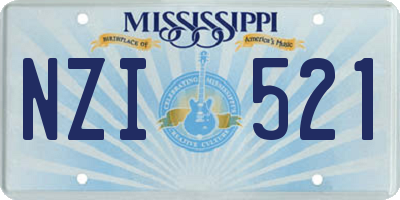 MS license plate NZI521