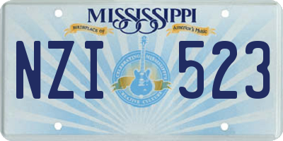 MS license plate NZI523