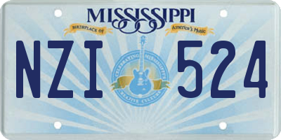 MS license plate NZI524