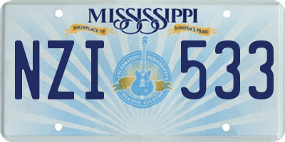 MS license plate NZI533