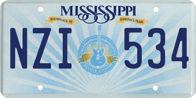 MS license plate NZI534