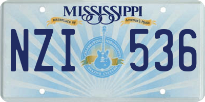 MS license plate NZI536