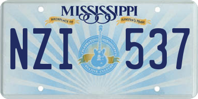 MS license plate NZI537