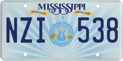 MS license plate NZI538