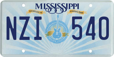 MS license plate NZI540