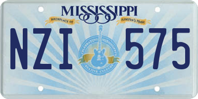 MS license plate NZI575