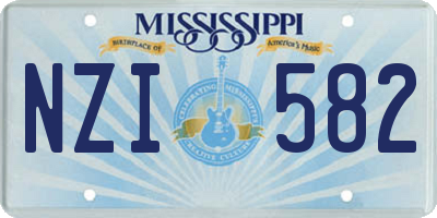 MS license plate NZI582