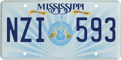 MS license plate NZI593