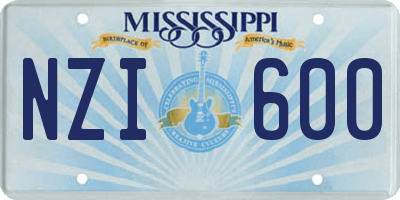 MS license plate NZI600
