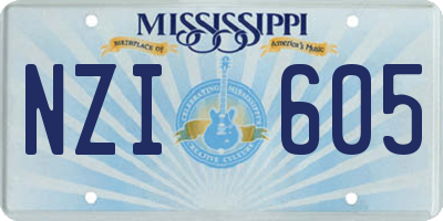 MS license plate NZI605