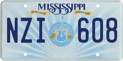 MS license plate NZI608