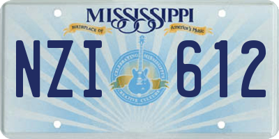MS license plate NZI612