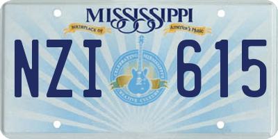 MS license plate NZI615