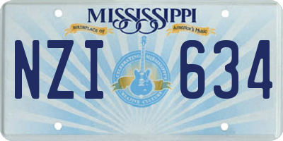 MS license plate NZI634