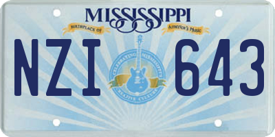 MS license plate NZI643