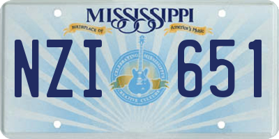 MS license plate NZI651