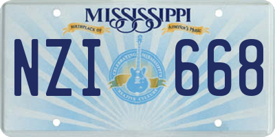 MS license plate NZI668