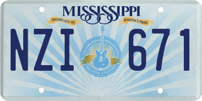 MS license plate NZI671
