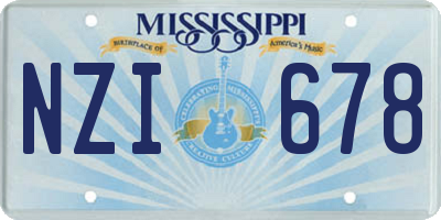 MS license plate NZI678