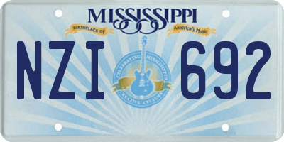 MS license plate NZI692