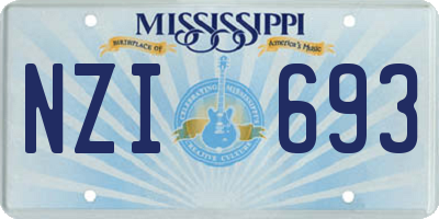 MS license plate NZI693
