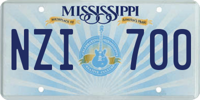 MS license plate NZI700