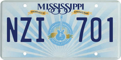 MS license plate NZI701