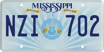 MS license plate NZI702