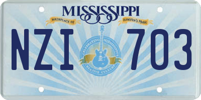 MS license plate NZI703