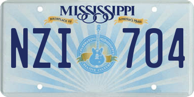 MS license plate NZI704