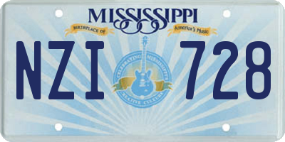 MS license plate NZI728