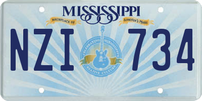 MS license plate NZI734