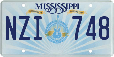 MS license plate NZI748