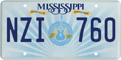 MS license plate NZI760