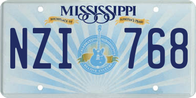 MS license plate NZI768