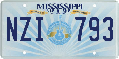 MS license plate NZI793
