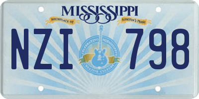 MS license plate NZI798