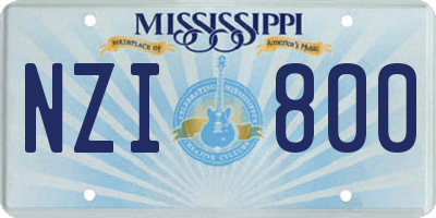 MS license plate NZI800