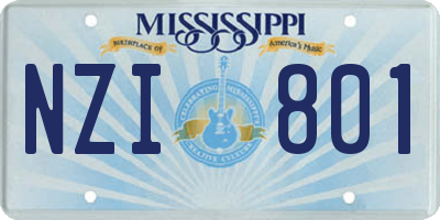 MS license plate NZI801