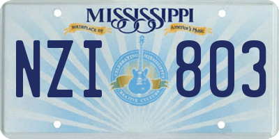 MS license plate NZI803