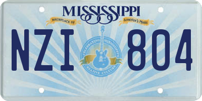 MS license plate NZI804
